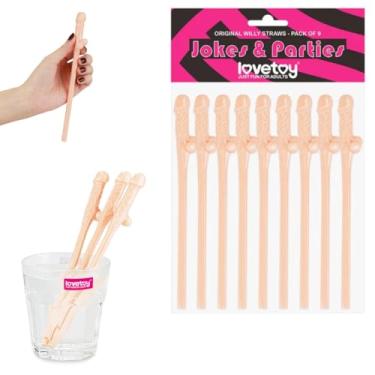 Imagem de Kit Com 9 Canudos Pênis para Festas Drinks Decoração e Eventos Leves e Engraçados Animar a Noite