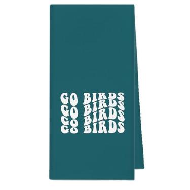 Imagem de kunlisa Toalhas de cozinha de futebol da moda Groovy Go Birds, presentes para fãs de futebol, jogadores toalhas de mão para banheiro, verde escuro Go Birds prato toalha de chá para decoração de