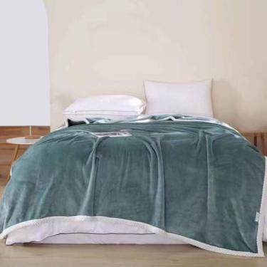 Imagem de Cobertor de lã com peso para mulheres, homens, para cama, adulto, duplo, solteiro, macio, confortável, lavável na máquina para uso na primavera e outono (verde, 180 x 200 cm)