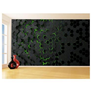 Imagem de Papel De Parede 3D Hexágonos Moderno Gamer Verde 3,5M Txt40 - Você Dec