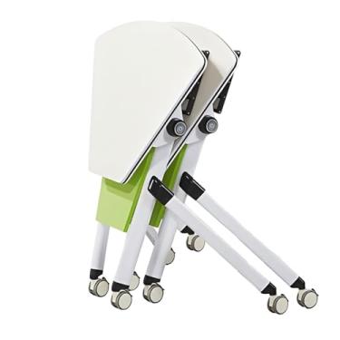 Imagem de ZDJZMGZ Mesa de conferência, mesas de conferência, mesas de conferência dobráveis com rack de armazenamento de metal, qualquer mesa de reunião com emenda DIY, mesa de conferência branca moderna com