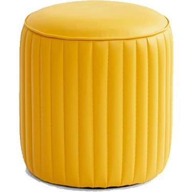 Imagem de SENNIAN Banqueta redonda de couro PU otomano, sala de estar, quarto, varanda, assento de mudança, com pés antiderrapantes silenciosos, alta resiliência, vários