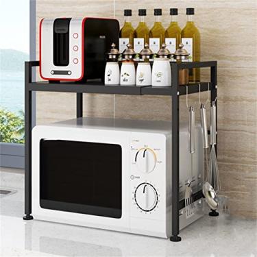 Imagem de Rack de forno de micro-ondas, prateleira retrátil para forno de microondas, prateleira de balcão de cozinha, suporte expansível para micro-ondas, organizador de bancada de cozinha, 2 níveis com 3