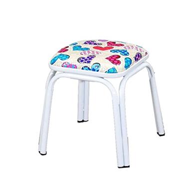 Imagem de ZABEES Banqueta moderna de metal para descanso de pés, banquinho alto, banquinho pequeno para entrada de adultos, banco de troca de sapatos para sala de estar, assento acolchoado