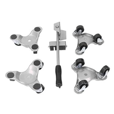 Imagem de Conjunto de rodas móveis para móveis 4 peças, carrinho triangular de ferro com elevador, rolos universais para serviço pesado, para sofás, estantes, mesas, cadeiras, camas,