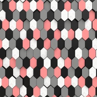 Imagem de Quadro Decorativo com Estampa Hexagonal Abstrata Painel de Arte Moderna para Parede 30x30cm