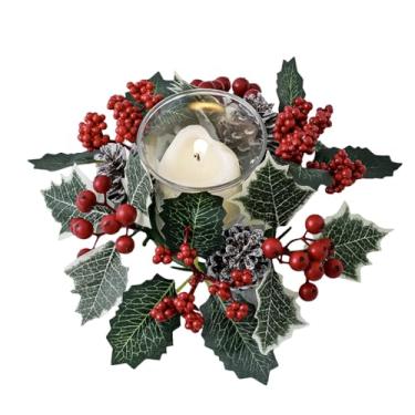 Imagem de Anéis de vela | Decoração de mesa de Ação de Graças de 20 cm, decoração de guirlanda artificial de Natal para decoração interna de Dia de Ação de Graças, casamento, janela, porta, parede, armário de