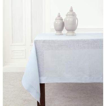 Imagem de Solino Home Toalha de mesa de linho azul claro 152 x 364 cm - Toalha de mesa 100% linho puro para mesas retangulares - Toalha de mesa clássica, lavável na máquina