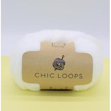 Imagem de Chic Loops Fio grosso de tricô, 120 metros macio, quente e amigo da pele para tricô à mão, crochê, suéteres, cachecóis, chapéus (branco)