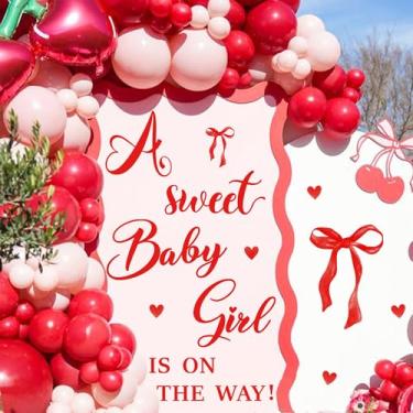 Imagem de Adesivos de sinal Sweet Baby para pano de fundo, letras de chá de bebê, sinais para arco vermelho, balão de morango, suprimentos de arco de decoração de festa revelação de gênero, decalque de vinil Oh