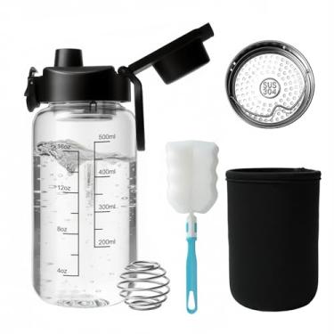 Imagem de Neodaco Coqueteleira de vidro de 590 ml, coqueteleira inodora com esfera de aço inoxidável 304 e escova de limpeza removível para misturas de proteína fitness