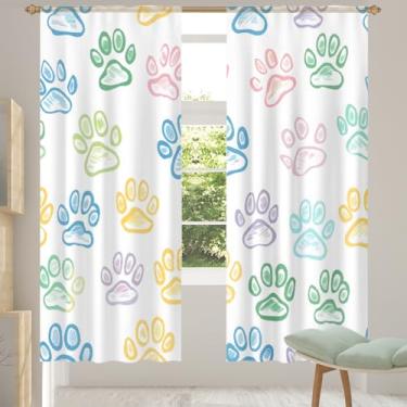 Imagem de 2 conjuntos de painéis com estampas de patas lindas cortinas transparentes coloridas e arejadas, com filtro leve, painéis de cortina de porta e janela para sala de estar, quarto, jantar, 203 cm de