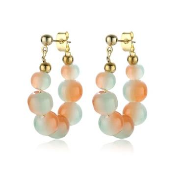 Imagem de Brincos de rosa com acabamento em ouro 14K para mulheres - design de cesta floral de zircônia cúbica vermelha, presente de aço cirúrgico hipoalergênico, joia sofisticada de flor eterna, Medium, Metal