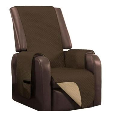 Imagem de Capa Protetora Impermeável para Poltrona de 1 Lugar, Dupla Face, 100% Poliéster, 2,10m x 1,90m, Assento 50cm, com Bolsos (Capa Impermeável, Cáqui/Marrom)