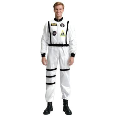 Imagem de QJWBZ Fantasia de astronauta de Halloween para homens adultos: traje espacial masculino feminino - traje espacial astronauta macacão cosplay vestido (G)
