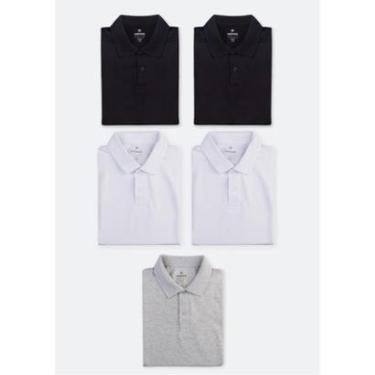 Imagem de Kit 5 Camisas Polo Básica Masculina Manga Curta Hering-Masculino