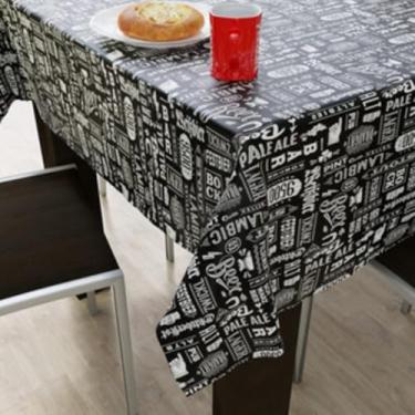 Imagem de Toalha de Mesa Plástica Térmica Impermeável para 4 6 e 8 Lugares Toalha Retangular Antiderramamento para Cozinha e Sala (BLACK BEER,4 Lugares)