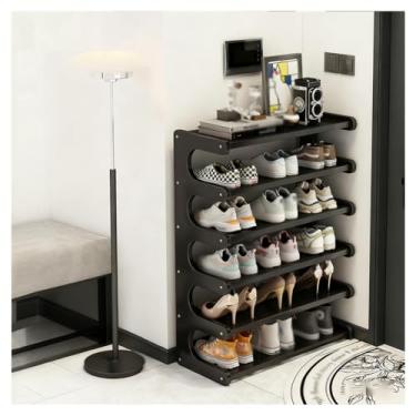 Imagem de SPXMQSS Sapateira de bambu, prateleira de sapateira de 4/5/6 camadas, armazenamento de armário de sapatos para entrada, prateleira de exibição multifuncional, economia de espaço, para entrada