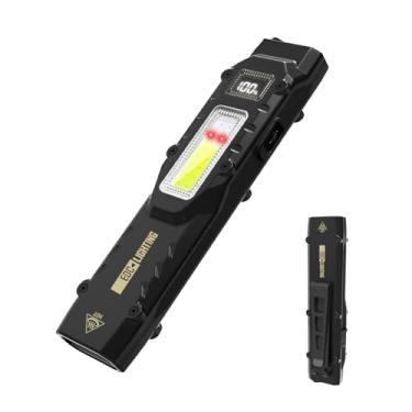 Imagem de TULIB Lanterna plana recarregável, lanterna tática EDC de 1.200 lm, fonte de luz dupla de 13 modos, lanterna pequena para casa, acampamento e uso de emergência