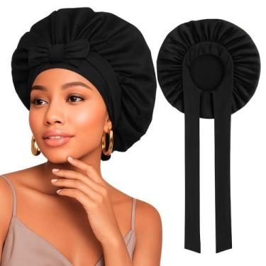 Imagem de Touca De Cetim Grande Big Ajustável Anti Frizz Para Dormir com Faixa p