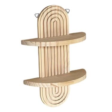 Imagem de MotiveTech Prateleira de parede boho flutuante, fácil de instalar, suporte de parede estético em madeira para banheiro, sala de estar, janela ou dormitório, 20cmx33cm