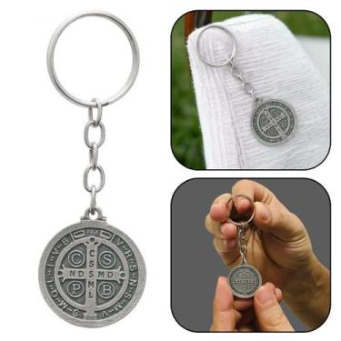 Imagem de Chaveiro Medalha De São Bento Metal Prateado - FORNECEDOR 1
