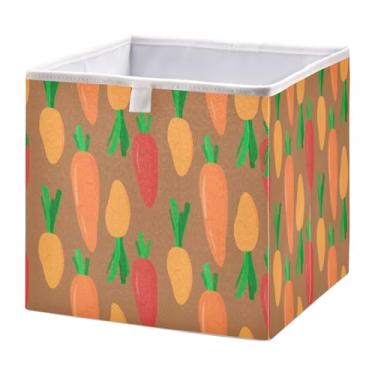 Imagem de STAYTOP Cestos de armazenamento de cenoura 28 cm, cestas de armazenamento dobráveis para organizar livros, prateleiras, armários, caixa de armazenamento grande, caixas organizadoras resistentes