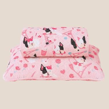 Imagem de Kit Colcha Cobre Leito Infantil Solteiro Estampado 240x160cm Dupla Face 2 Peças Matelado 100% Poliéster Macio e Divertido Cachorrinho Cozzilar (Modelo 9)