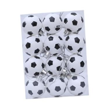 Imagem de Baoblaze Conjunto de 12 enfeites de Natal em formato de bola de futebol para árvore de Natal, lembrancinhas para festas e casamentos.