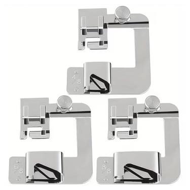 Imagem de Conjunto de 3 tamanhos de barra larga enrolada com pé de pressão para máquina de costura de calcador de 1/2 polegada, 3/4 polegadas, 2,5 cm para máquina de costura de haste baixa