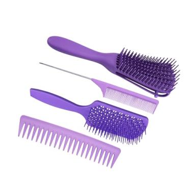 Imagem de Yinhing Conjunto de Pente de Escova de Cabelo de 8 Fileiras, Escova de Ventilação, Pente de Dente Largo, Pente de Cauda de Rato para Modelagem de Cabelo, Com Cabo de Laca de Borracha (PURPLE)
