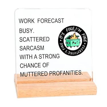 Imagem de Acessórios de mesa de lixeira, decoração engraçada de placa de escritório, presente de mordaça para mulheres, homens, colegas de trabalho, chefe, lixeira, ornamento, placa acrílica, presente para mesa