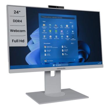 Imagem de Computador All In One Concórdia Core i3 12100 8GB DDR4 SSD 256GB 23.8`` Full HD Webcam WiFi Windows 11 Pro Branco