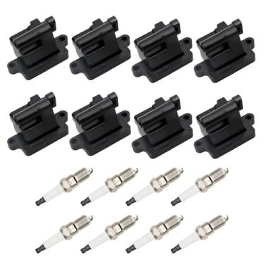 Imagem de DRIVESTAR Conjunto de 8 bobinas de ignição UF271 e velas de ignição compatíveis com Cadillac Chevrolet GMC 4.8 5.3 6.0L 12558693 12556893 3859078