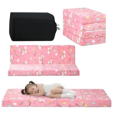 Imagem de MeMoreCool Colchão dobrável para crianças, tapete de cochilo infantil brilhante para dormir e creche, colchão futon portátil com três dobras, unicórnio