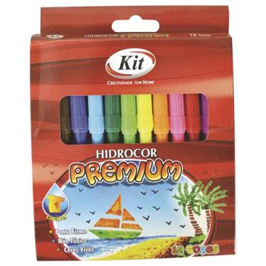 Imagem de Caneta Hidrocor Kit Premium estojo com 12 cores sortidas.