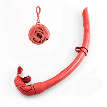 Imagem de Snorkel dobrável de silicone com estojo armazenamento compacto tubo respiração molhado enrolável para snorkeling mulheres homens