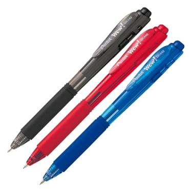 Imagem de Kit com ‎3 Contagem (Pacote de 1) Canetas Esferográficas, Pentel, Preta/ Vermelha/ Azul Wow!
