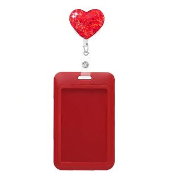 Imagem de Carretel retrátil de crachá de enfermeira de coração fofo com suporte de crachá de identidade, suporte engraçado para chaveiros, ótimos presentes para mulheres, funcionários, trabalhadores
