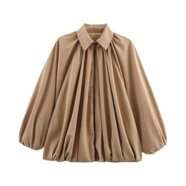 Imagem de Jaqueta Bomber Feminina Oversized Macia Com Manga Longa Estilo Lantern