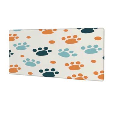 Imagem de Tapete de rato grande com pegadas de urso bonito à prova d'água para computador protetor de mesa estendido tapete de borracha antiderrapante para escritório, computador, teclado, laptop e mesa de casa