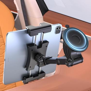 Imagem de OHLPRO Suporte de tablet para ventosa de carro para painel e para-brisa, suporte de braçadeira ajustável atualizado com braço telescópico compatível com iPad Pro/Air/Mini, Galaxy Tab, Kindle Fire