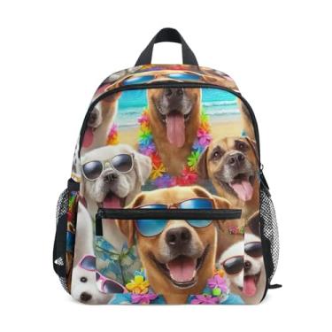 Imagem de GAIGEO Cute Puppy Dogs Funny Little Kid Backpack 10x4x12 In, Preschool Backpack for Girls with Water Bottle Pockets, Whistle Buckle