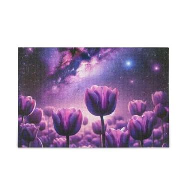 Imagem de 500 Piece Purple Tulips Flowers Picture Puzzles Wood and Paper Material, Unique Puzzles for Adults