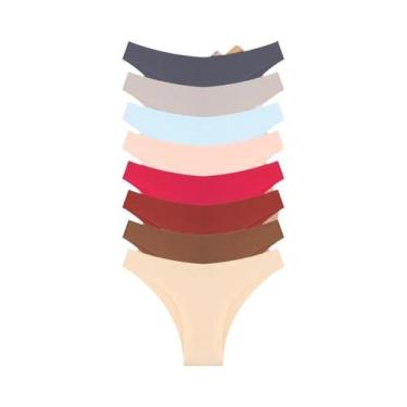 Imagem de Conjunto De 8 Calcinhas De Seda Gelada Sem Costura De Cintura Baixa, R