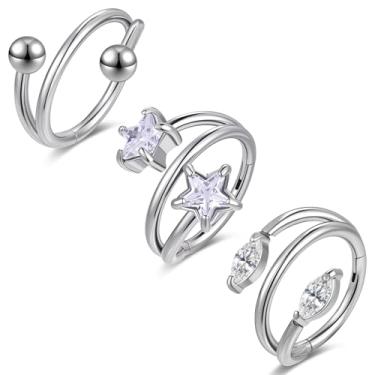 Imagem de BodyAce Brincos de hélice de aço cirúrgico 316L argolas de cartilagem sem costura torre tragus piercing concha joia 16G segmento articulado clicker para lóbulo da orelha Daith orbital [A: 8 mm]