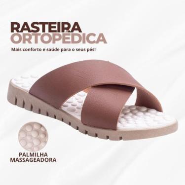 Imagem de Rasteirinha Ortopédica Feminina Sandália Massageadora Confortável Para