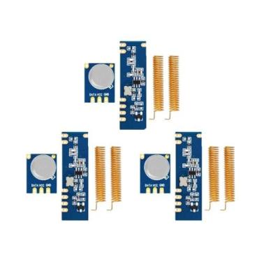 Imagem de Kit De Módulo Sem Fio 433MHz 100 Metros Transmissor Receptor Antena Co