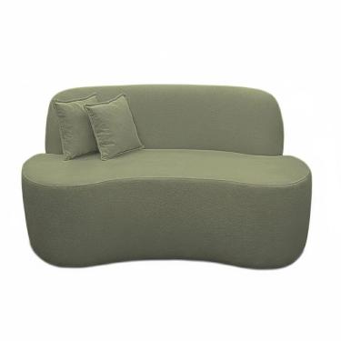 Imagem de Sofá Ondulado Orgânico Pequeno 2 Lugares Sala Bouclé Bouclé Verde