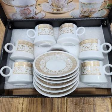 Imagem de Xícara de café kit com 12 peças de Cerâmica em porcelana1(Branco 3624-1)